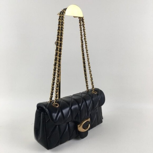 Coach Black Quilted Shoulder Bag with Gold Chain - Picture 3 of 6